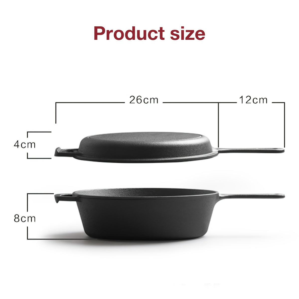 Pre-Seasoned Cast Iron Dutch Oven & Frying Pan Set – 2-in-1 Deep Pan + Skillet for Baking, BBQ, Stovetop & Induction | Indoor & Outdoor Cookware
