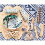 White Sage Smudge Kit with Palo Santo Sticks Abalone Shell Smudging Feather Crystal Stones Spiritual Cleansing Home Decor Gift Set