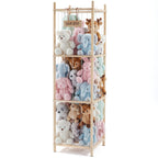 Wooden Stuffed Animal Storage Organizer for Kids, Large Plush Toy Zoo Holder, Space-Saving Corner Rack for Playroom, Bedroom, Nursery & Kids Room, Natural Wood Finish