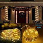 Solar String Lights Outdoor 36FT 100 LED with 8 Lighting Patterns, Waterproof Solar Powered Fairy Lights for Patio, Garden, Trail, Pool, RV, Aquarium, Christmas & Halloween Decoration, Multicolor Warm White