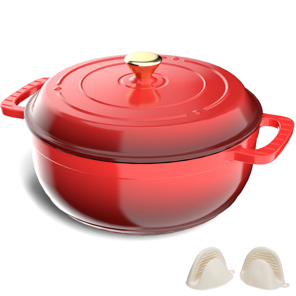 Dutch Oven 5QT 6QT 7.5QT Enameled Cast Iron Cookware with Lid Silicone Handles Oven Safe 500°F Bread Baking Stews Roasts Multiple Colors
