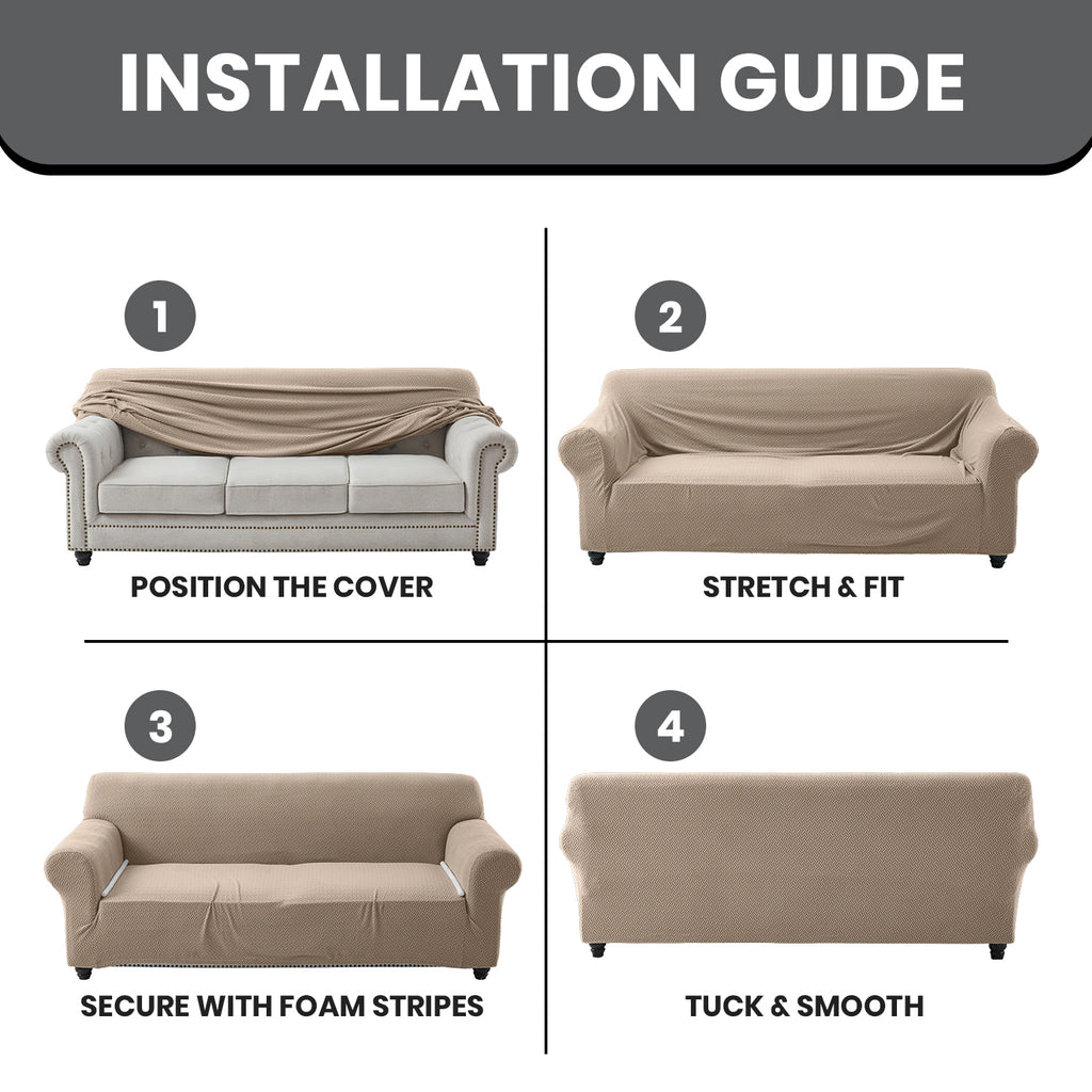 Elastic Stretch Sofa Cover Spandex – Non-Slip Couch Slipcover, Pet-Friendly, Machine Washable, All-Season, 7 Colors, 1/2/3 Seater, Living Room Bedroom Office Home Decor