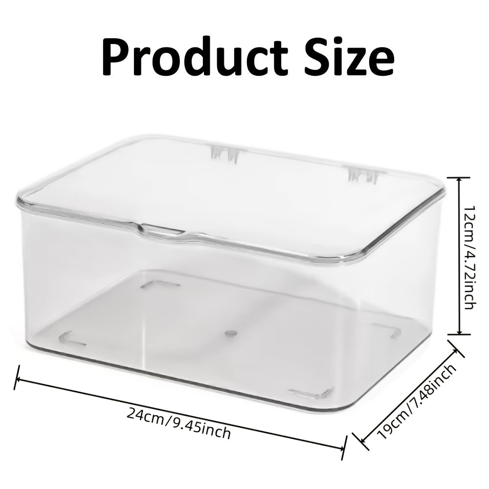 Acrylic Clear Desktop Storage Box with Lid – Smartphone Case Holder & Desk Drawer Organizer for Home Office Accessories, Storage Bins for Home Organization