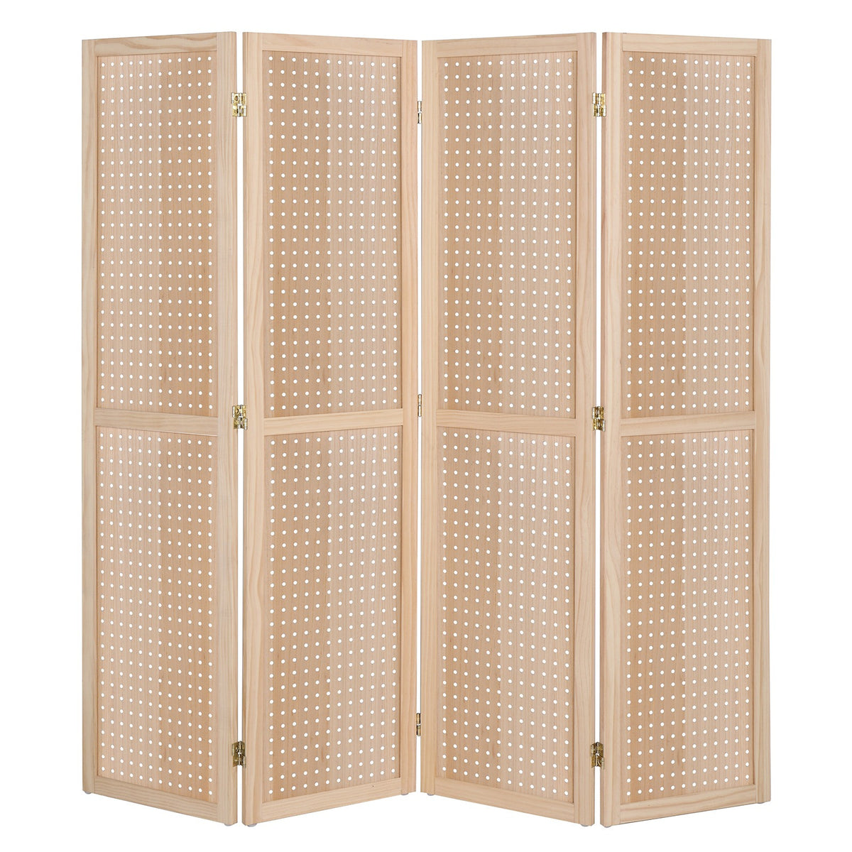 5 FT Freestanding Pegboard Room Divider | Wood Folding Privacy Screen & Display Board Organizer with Support Feet – White, Black, Natural, Grey | Craft Shows, Retail & Home