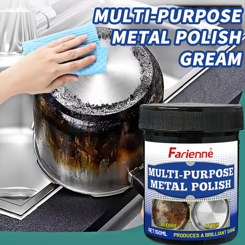 Calcium Carbonate Metal Polish Paste 150g with Sponge – Restores Shine on Stoves, Range Hoods, Pots & Sinks | Long-Lasting Protection & Luster