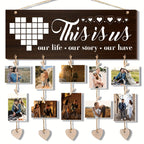 Wooden Hanging Photo Frame "I Love You to the Moon and Back" with 20 Clips, 6 Hemp Ropes & 5 Heart Tags – Romantic Wall Decor Picture Holder Gift for Couples, Anniversary, Wedding, Valentine’s Day & Christmas
