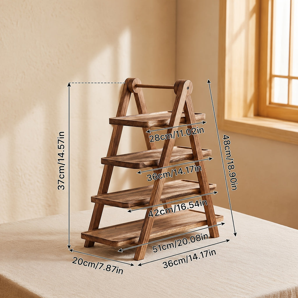 3 Tier Wood Dessert Stand Foldable Natural A-Frame Tray for Wedding Party Home Hotel Restaurant Event Cupcake Cake Display Sturdy Serving Stand