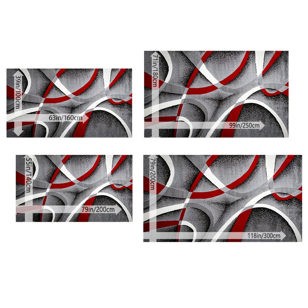 Christmas Area Rug Abstract Geometric Non-Slip Machine Washable – Holiday Decor Accent Rug for Living Room, Bedroom, Kitchen, Dining Room & Outdoor