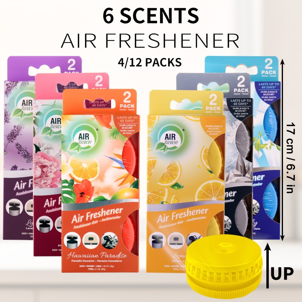 Air Freshener Odor Eliminator 4-Pack and 12-Pack Lasts Up to 30 Days Each for Bathroom Kitchen Garbage Can Cat Litter Box Car 6 Scents Lavender Lemon Paeonia