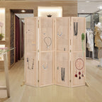 5 FT Freestanding Pegboard Room Divider | Wood Folding Privacy Screen & Display Board Organizer with Support Feet – White, Black, Natural, Grey | Craft Shows, Retail & Home