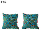 2-Pack Turkish Moroccan Throw Pillows with Inserts Reversible Floral Boho Decorative Pillow 18x18 Inch Polyester Square Cushion Zip Cover for Sofa Couch Bedroom Living Room 7 Colors