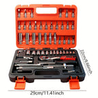 52-Piece Professional Tool Set Toolbox – Multi-Function Portable Home & Car Repair Kit for Enthusiasts and Professionals, Gift for Men, White Black Red