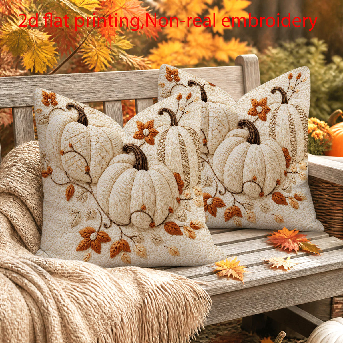 Boho Rustic Pumpkin Fall Throw Pillow Covers Set of 2 – Farmhouse Cushion Covers with Zipper, 4 Sizes 12x12 16x16 18x18 20x20 for Sofa Bed Car Autumn Decor, No Inserts