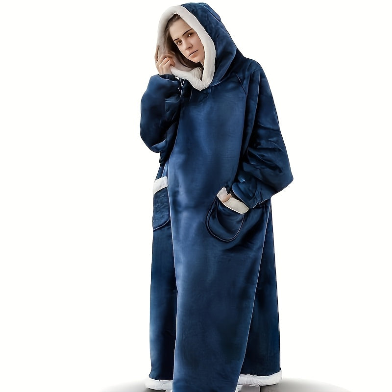 Wearable Blanket Hoodie Oversized Flannel with Pockets Super Soft Warm Cozy Sweatshirt Blanket for Women Men Adult Winter Extra Long Multiple Colors