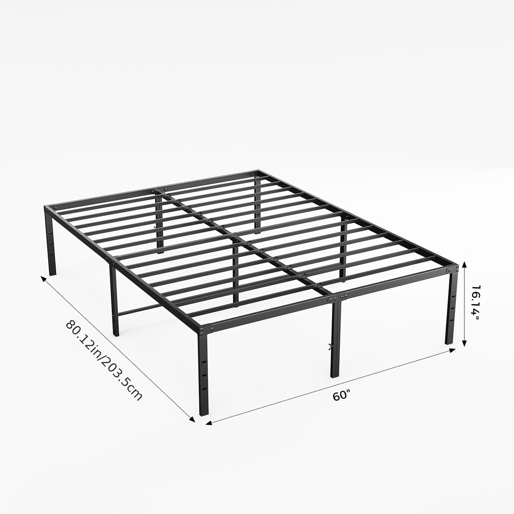 Metal Platform Bed Frame with Steel Slat Support | No Box Spring Needed | Under-Bed Storage | Easy Assembly | Noise-Free | Black | Twin Full Queen King