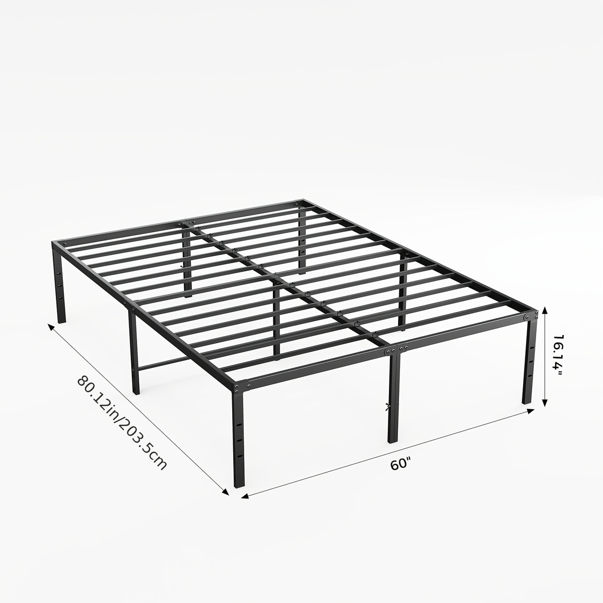Metal Platform Bed Frame with Steel Slat Support | No Box Spring Needed | Under-Bed Storage | Easy Assembly | Noise-Free | Black | Twin Full Queen King