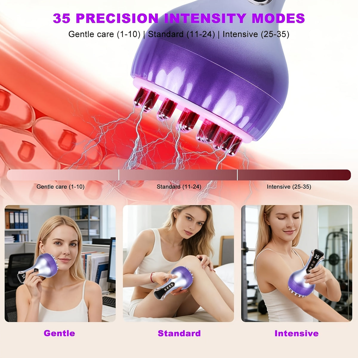 Lymphatic Drainage Massager 4-in-1 Cellulite Massager & Fascia Blaster, 35-Speed Body Sculpting Tool for Face Legs Arms Belly Neck, 90-Min Battery Wireless Portable Pain Relief
