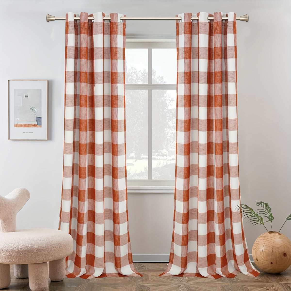 Buffalo Plaid Blackout Curtains Farmhouse Thermal Insulated Drapes | Room Darkening Window Panels for Bedroom Dining Room, 9 Colors 14 Sizes, Single or 2-Panel Set