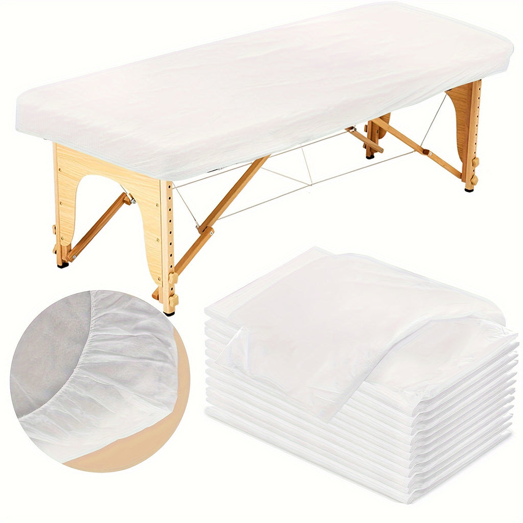 Disposable Massage Table Fitted Sheets Set of 5, Non-Woven Breathable 84.6" x 43.3" Single-Use Bed Covers for Beauty Salons, Spas & Skincare Treatments
