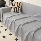 Herringbone Sofa Cover with Tassels – Washable Polyester Throw for 3-Seater, 4-Seater & Large Sofas | Grey, Coffee, Green