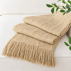 Chunky Tassel Throw Blanket Soft Cozy Textured Farmhouse Knit Blanket for Couch Sofa Bed Living Room Bedroom Travel Decor 10 Colors
