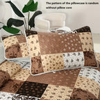 Patchwork Quilted Bedspread Set 3 Piece – Active Print 100% Polyester Quilt with 2 Pillow Shams, 90G Fill Machine Washable Soft Breathable All-Season Bedding for Bedroom & Dorm