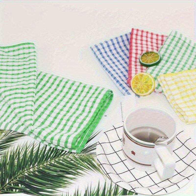12-Pack Kitchen Dishcloths Double-Sided Reusable Cleaning Cloths – Highly Absorbent Cotton Dish Towels for Kitchen Surfaces & Wine Glass Cleaning, Non-Lint Multicolor Set
