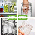 Mason Jars 32oz Wide Mouth with Lids 4 Pack Glass Canning Jars for Pickling Food Storage Meal Prep Salad Jam - Large Glass Jars for Centerpieces Wedding Decor Kitchen Pantry
