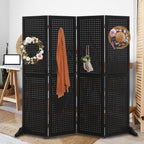 5 FT Freestanding Pegboard Room Divider | Wood Folding Privacy Screen & Display Board Organizer with Support Feet – White, Black, Natural, Grey | Craft Shows, Retail & Home