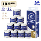 3-Ply Toilet Paper 10 Rolls Pack – 100% Virgin Wood Pulp Bathroom Tissue, Soft & Strong, No Lint, Septic Safe, Fluorescent-Free, 180g per Roll