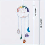 Crystal Dream Catcher Wind Chime Wall Art Handmade Rainbow Beads Tree Motif Boho Wall Hanging for Living Room Bedroom Wedding Christmas Gift