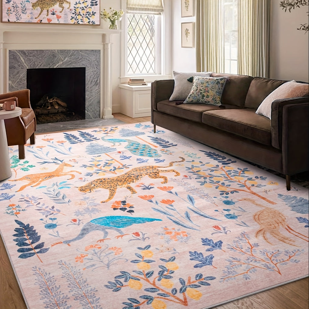 Jungle Animal Area Rug Tiger Print Anti-Slip Soft Floor Mat for Living Room Bedroom Kids Playroom Daycare 5x7 6x9 8x10 9x12