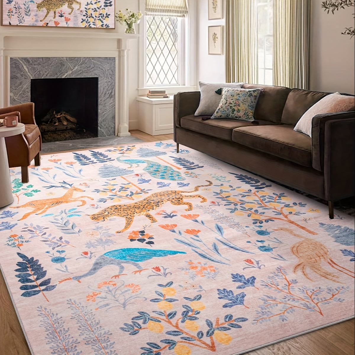 Jungle Animal Area Rug Tiger Print Anti-Slip Soft Floor Mat for Living Room Bedroom Kids Playroom Daycare 5x7 6x9 8x10 9x12