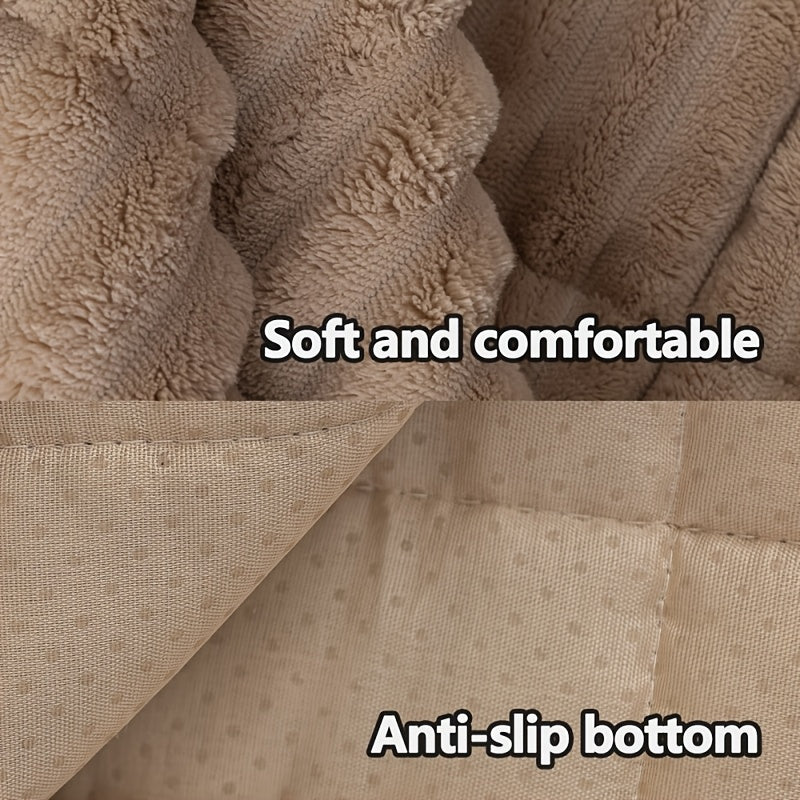 Boho Plush Sofa Cover with Ruffled Edges – Thick Warm Pet-Friendly Couch Protector, Bohemian Style Home Decoration Slipcover for Living Room Sofa Couch Furniture