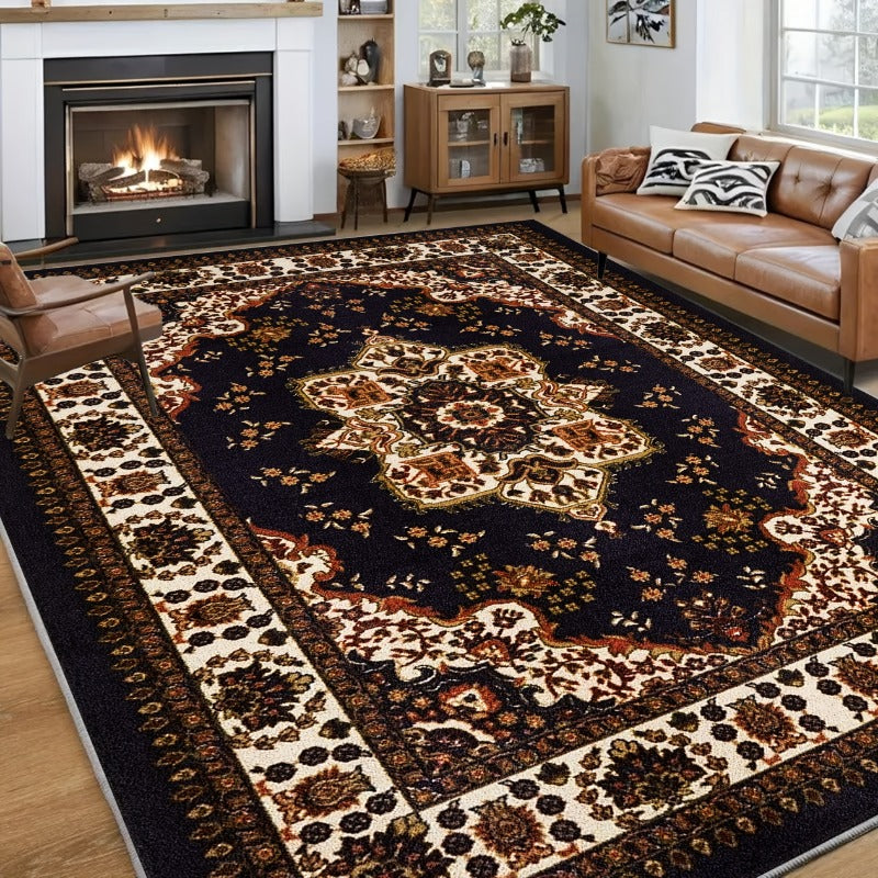 Bohemian Persian Small Area Rug 31"x20" – Soft Rectangular Floor Mat, Machine Washable, Anti-Slip Lining, for Bedroom, Entryway & High-Traffic Areas