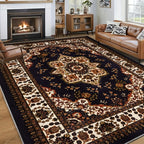 Bohemian Persian Small Area Rug 31"x20" – Soft Rectangular Floor Mat, Machine Washable, Anti-Slip Lining, for Bedroom, Entryway & High-Traffic Areas
