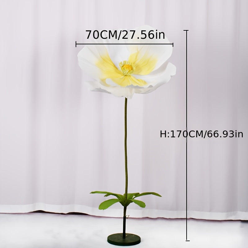 Super Large Poppy Artificial Paper Flowers 1pc – Oversized Handcrafted Paper Art Flower for Wedding Scene, Shop Window & Home Decor, Fake Floral Centerpiece Decoration