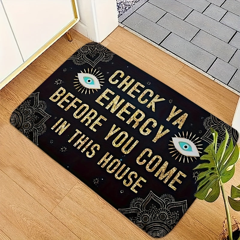 Check Ya Energy Doormat Quick Dry Anti-Slip Funny Welcome Mat for Entryway Indoor Bedroom Rug 2 Sizes