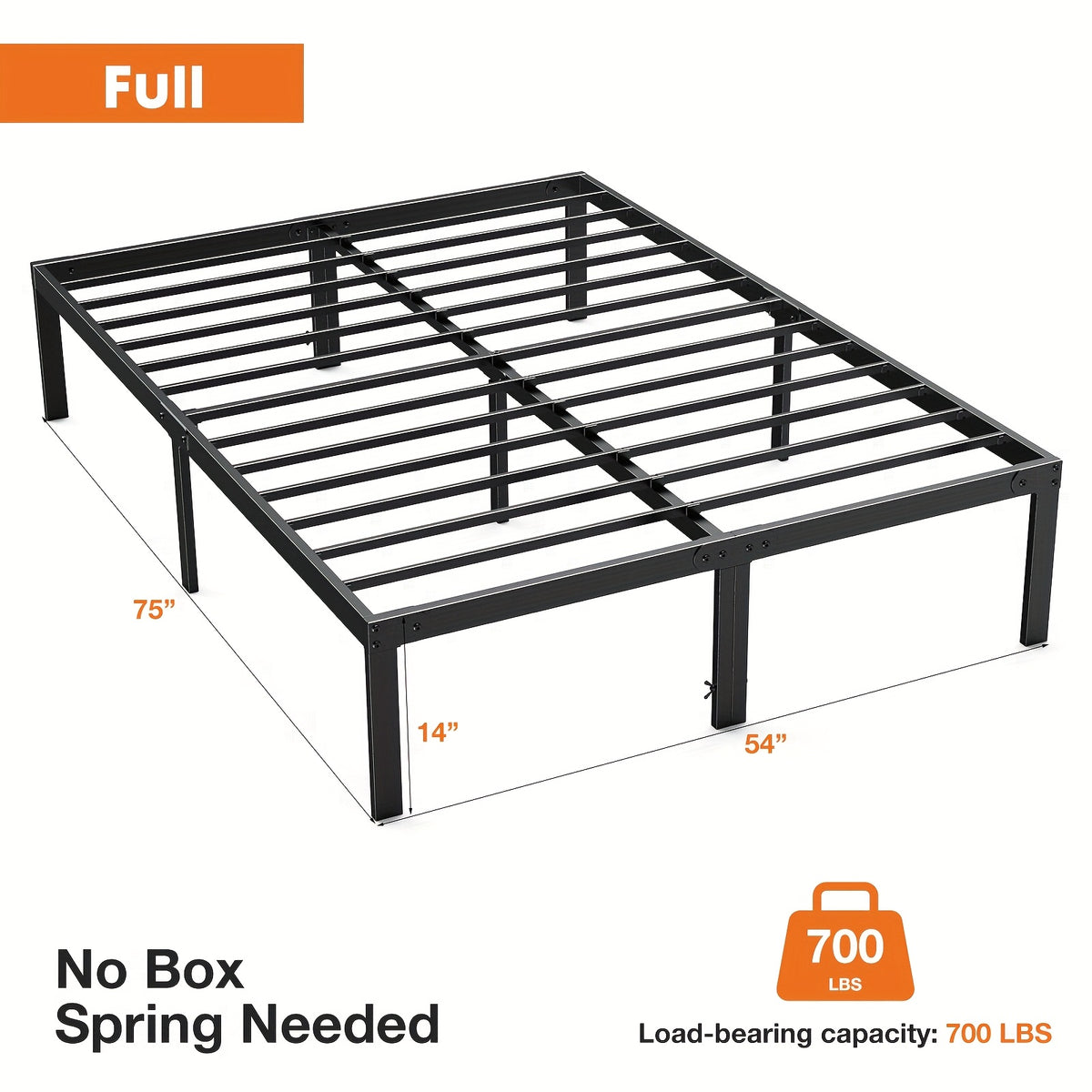 Metal Platform Bed Frame with Steel Slat Support | No Box Spring Needed | Under-Bed Storage | Easy Assembly | Noise-Free | Black | Twin Full Queen King
