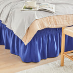 Elastic Wrap Around Bed Skirt No-Lift, 15 Inch Drop Microfiber Dust Ruffle, 30 Fade-Resistant Colors, Machine Washable, Twin Full Queen King Size