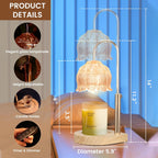 Candle Warmer Lamp Adjustable Height Dimmable Flameless – Vintage Iron Tabletop with Timer, 120V, Home Decor Gift