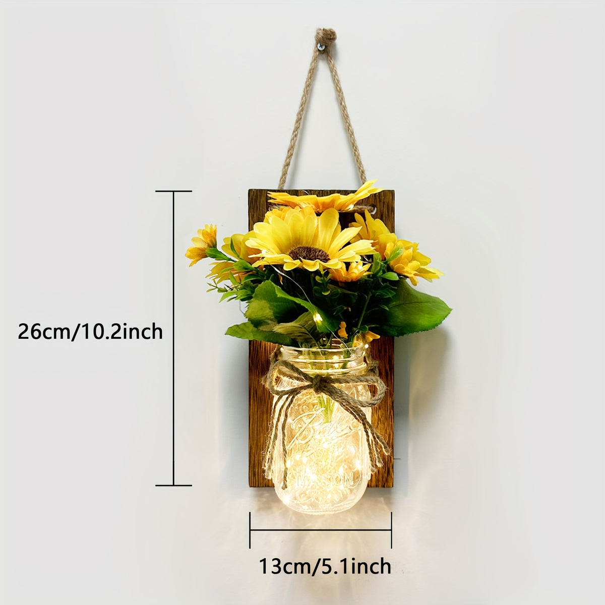Sunflower Mason Jar Wall Lamp Set of 2 – DIY Artificial Flower Night Light Atmosphere Lamp for Party, Holiday & Home Decoration