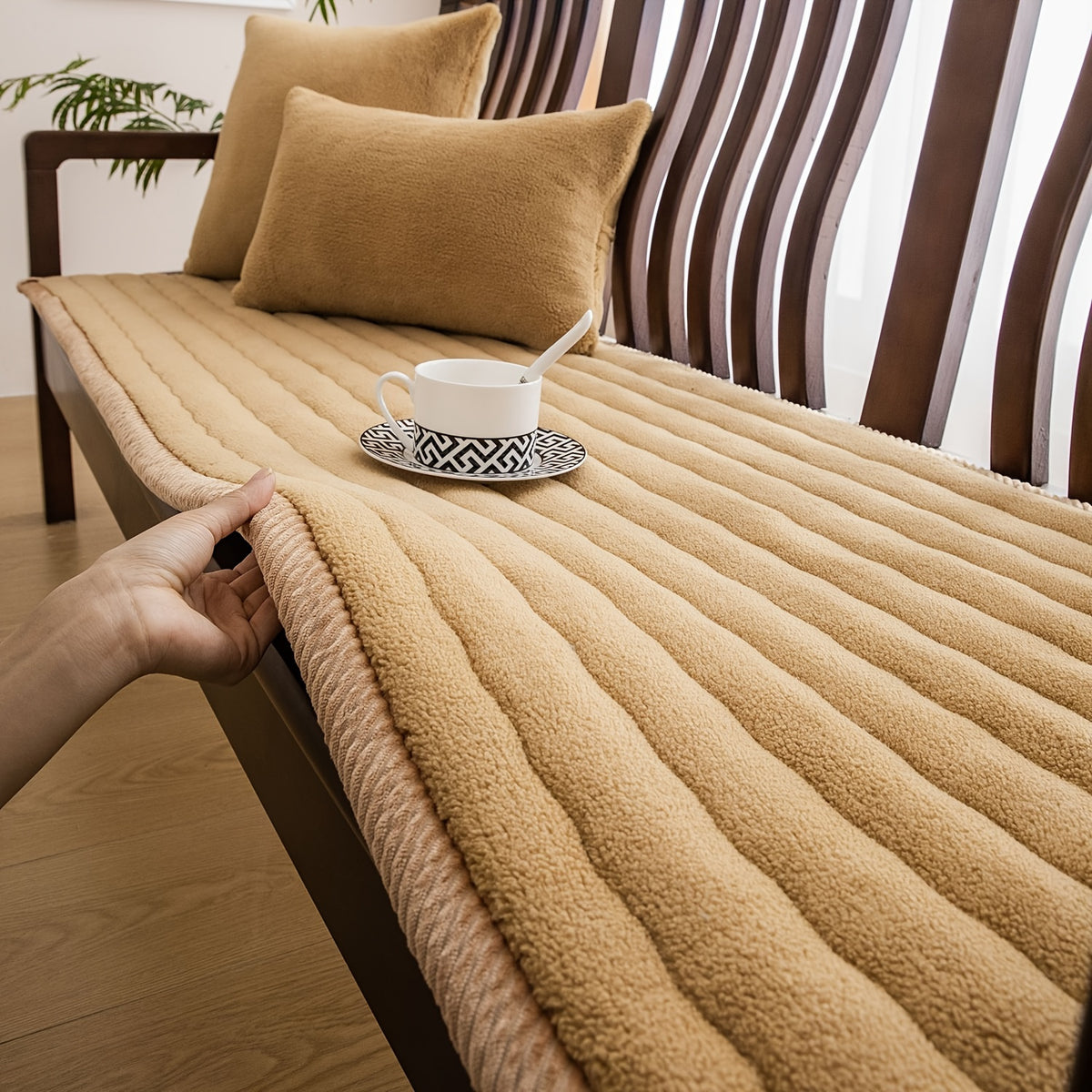 Plaid Sofa Protector Thickened Non-Slip Machine Washable Stretchable Pet Friendly - Sofa Cover for Living Room Bedroom Office Loveseat 4 Seater 6 Colors