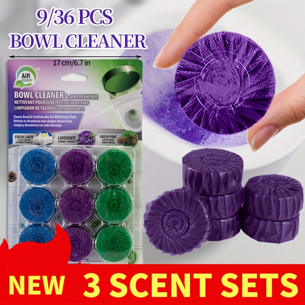 Toilet Bowl Cleaner Tablets 9/36 Pack – Automatic Flush Freshener, Long-Lasting Deodorizer, Stain Remover for Home & RV Toilets