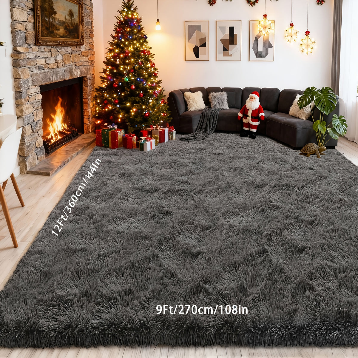 Shaggy Area Rug Extra Large Ultra Soft Fluffy Plush for Living Room & Bedroom – Non-Slip Machine Washable Carpet 9x12 & 10x14ft, Tie-Dye & Solid Colors