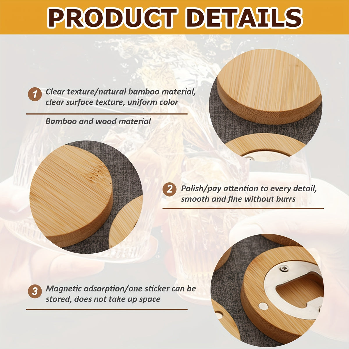 Wooden Magnetic Bottle Openers Bulk Round Wood Beer Bottle Opener Bar Decoration Wedding Favors Party Gifts Set of 24 or 40