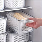 Plastic Food Storage Containers with Drain Baskets & Lids – Leak-Proof Freezer-Safe Reusable Kitchen Boxes for Fruits & Food (6-Piece or 9-Piece Set)