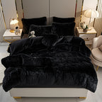 Plush Faux Fur Duvet Cover Set for Kids & Teens, 3/4 Pcs with Pillowcases & Heart Pillow, Super Soft Warm Faux Fur Comforter Cover, Machine Washable Lodge Style Bedding, Twin Queen King