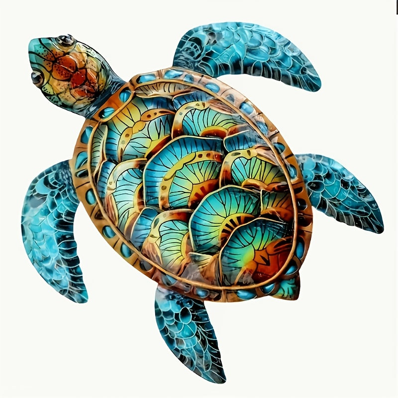 Colorful Metal Turtle Wall Art – Intricate Swirling Pattern Metal Wall Hanging Decor | 14.37 x 15.75 Inch Boho Wall Sculpture for Living Room, Entryway & Door | Unique Housewarming Gift