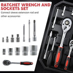 52-Piece Professional Tool Set Toolbox – Multi-Function Portable Home & Car Repair Kit for Enthusiasts and Professionals, Gift for Men, White Black Red